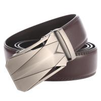 Cinturón de cuero con hebilla automática de aleación de Metal para hombre, talla grande, largo, 170, 160, 150, 140, 130cm, para pantalones vaqueros de negocios - details 4