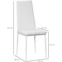 Juego de 4 Sillas de Comedor Nórdicas Sillas de Cocina Tapizadas de Piel Sintética con Patas de Acero Carga 120 kg para Salón 41x50x97 cm Blanco - details 2