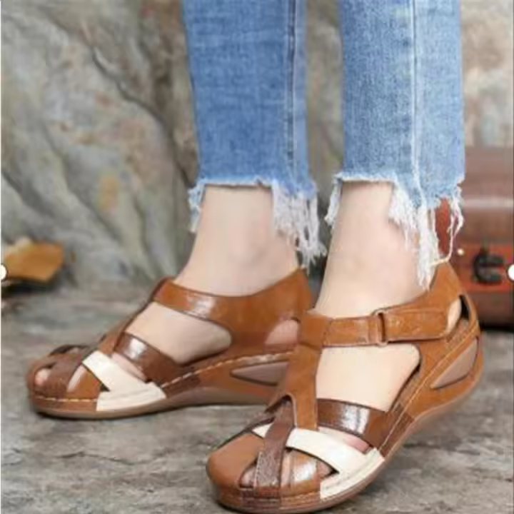 Sandalias de mujer con punta redonda y hebilla cruzada, novedad de verano, talla grande - 1