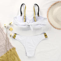 Color sólido Bikini para las mujeres de dos piezas de baño Sexy de nuevo bajo la cintura chica traje de baño para playa trajes de baño - details 3