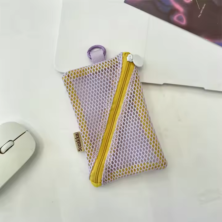 Bolsas ligeras de malla con cremallera, Mini bolsa de maquillaje hueca de visibilidad, bolsa de cosméticos de rejilla transparente de gran capacidad para oficina - 1