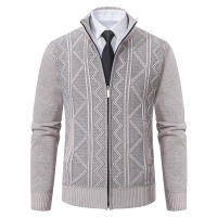 Nuevo Cárdigan para hombre que mantiene el calor, suéteres con cremallera, Tops gruesos de lana versátiles a la moda, suéteres sólidos con cremallera para otoño e invierno, abrigo para hombre - details 5