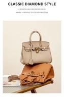 Bolso de hombro de cuero para mujer, bolso Kelly, Lychee Platinum, versátil, regalo para niñas, accesorios para atuendo, moda - details 12