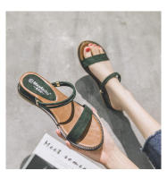 Sandalias planas informales con una sola correa para mujer, zapatillas con tacón de cuña bidireccional, sandalias romanas retro de color sólido con espalda abierta - details 0