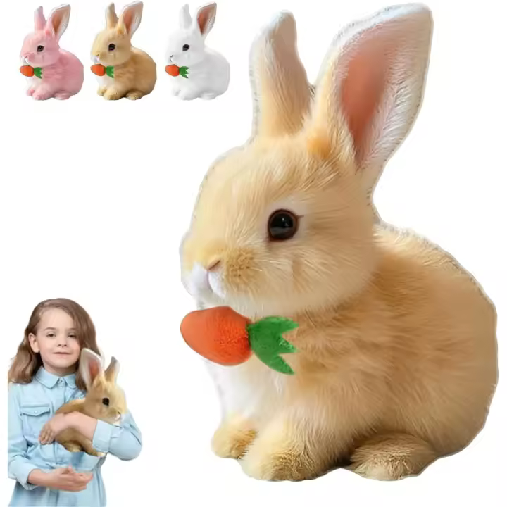 Conejo de Peluche Realista Interactivo Respira y Mueve Diversión de Pascua para Niños - 1