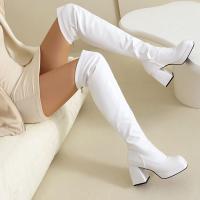 Botas hasta la rodilla de otoño e invierno, tacones súper altos, botas de cuero negro, actuación de pole dance, botas de mujer, cremallera lateral - details 24