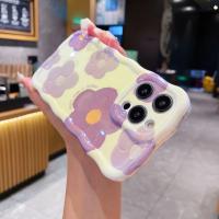 Funda de iPhone 15 Pro Max Pintura al Óleo de Luz Azul Arco Iris Flor Mariposa - details 17