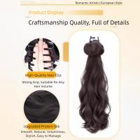 Elegante estilo coreano, coleta larga ondulada y rizada, extensiones de cabello, cola de caballo, peluca sintética con cabeza de bola esponjosa para fiesta - details 11