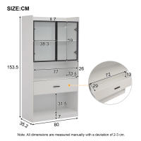 Gabinete de Almacenamiento con Luz Estante de Exhibición de Coleccionables con Puertas de Vidrio Emergentes 16 Colores Disponibles Ideal para Sala de Estar Blanco o Negro - details 1