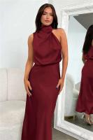 Elegante Vestido de Satén de Seda de Verano de Alta Gama Vestido Largo Sin Mangas para Mujeres - details 47