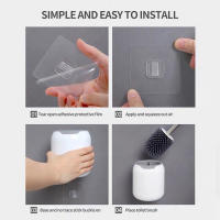 BOOMJOY Cepillo de Inodoro TPR con Juego de Cerdas de Silicona y Soporte para Pared de Baño Herramienta de Limpieza con Pinzas Montado en China - details 4