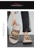 Zapatillas para hombre, zapatos informales de verano para la playa al aire libre, sandalias para caminar, cómodas, ligeras, de lujo, de diseñador, de cuero, a la moda - details 9