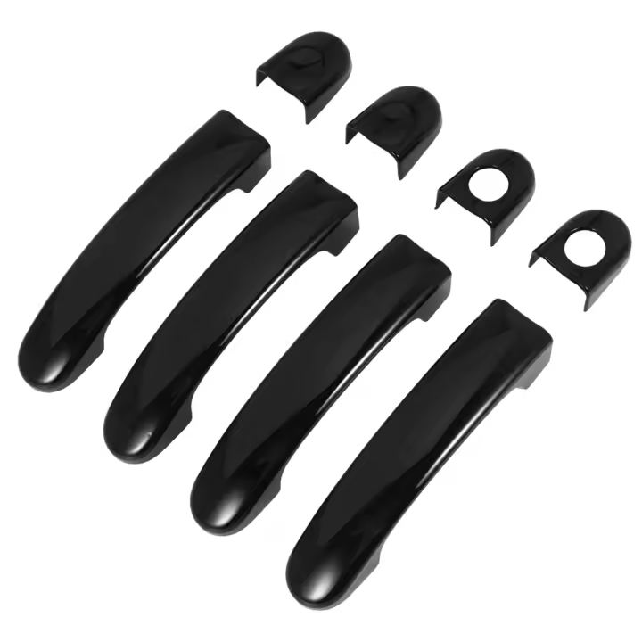 Juego de 8 Uds de cubiertas de manija de puerta cromadas ABS embellecedoras para TRANSPORTER T5 T6 CADDY VAN 2003-2015 negro brillante - 1