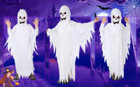 Disfraz de fantasma blanco para niños y niñas, traje de Cosplay de miedo para niños, actuación en escenario, fiesta de carnaval, traje de vestir - details 6