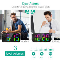 ORIA-reloj despertador Digital con luz nocturna para el hogar y la Oficina, relojes coloridos LED RGB, los mejores regalos - details 5