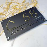 Placa de señal de número de casa acrílica cortada con láser, espejo Gery mate personalizado, nombre de dirección, señales para exteriores, placa de pared - details 1