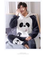 Pijamas bonitos para hombre, conjuntos de pijamas gruesos de lana de felpa, ropa de franela cálida de terciopelo Coral para invierno, traje para casa, ropa de dormir masculina - details 2