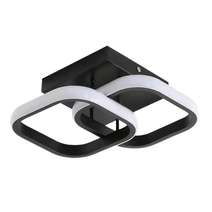 Goeco LED de Techo Lámpara de Techo de Doble Cuadrado Negro 1700 lúmenes Montaje Semi-Flush - 1