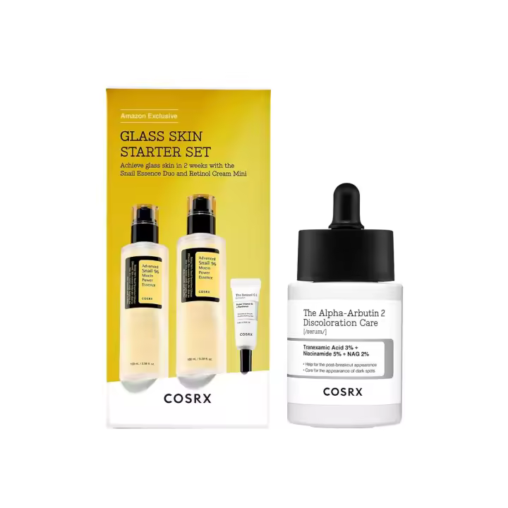 COSRX Glass Skin Starter Set + Suero para el cuidado de la decoloración con alfa arbutina al 2% - 1