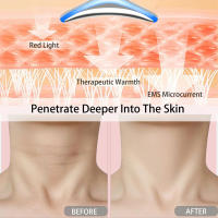 Terapia de luz roja para cara y cuello, Varita Facial ondulada, belleza elegante, dispositivo Facial multifuncional, plateado - details 3