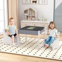 Juego de mesa y silla infantil 4 en 1, mesa infantil de madera con 2 sillas, manualidades, dibujo, lectura, mesa infantil con almacenamiento, pizarra desmontable para guardería (verde) - details 32