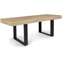Mesa de comedor extensible rectangular para 6-10 personas, madera y negro, 160-200 cm - details 0