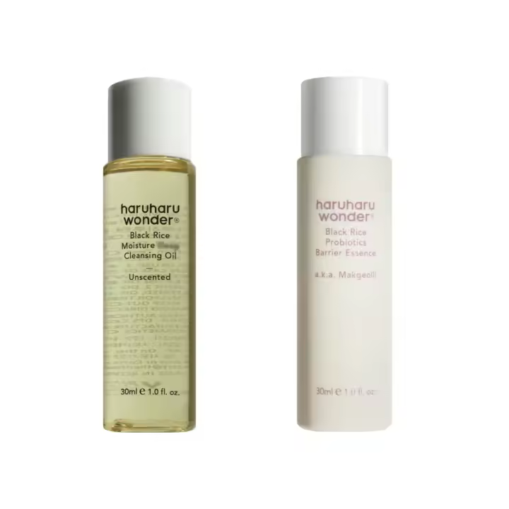 Paquete de tamaño de viaje de esencia de barrera de probióticos y aceite limpiador HARUHARU Wonder - 1