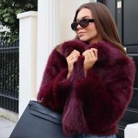 Abrigo Retro Borgoña con cuello abatible y mangas largas, abrigo corto y cálido, chaqueta holgada de piel sintética de Color sólido, abrigos de calle altos para mujer - details 11