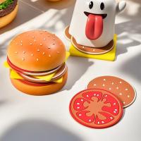 Posavasos de hamburguesa bonito para decoración de mesa, mantel individual antideslizante creativo, resistente al calor, almohadilla para taza antiescaldado, regalo, 6/9/12 Uds. - details 5