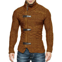 Suéter de cuello alto para hombre, chaqueta de punto de manga larga con botones, ropa de talla grande, otoño e invierno, 2024 - details 9