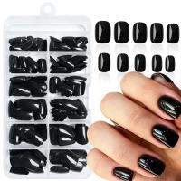 120 negro 12 tamaños, puntas de uñas cuadradas, uñas acrílicas cortas, uñas postizas prensadas - details 0