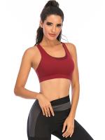 Tops cortos de manga corta para mujer, Camiseta deportiva de Yoga, color rojo vino - details 3