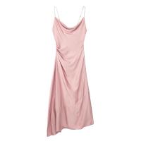 Ropa de mujer europea y americana, textura de satén de seda cuello plisado vestido Midi 9479274 808 - details 2