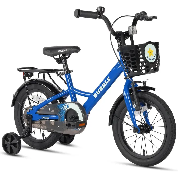 Bicicleta de 12, 14 y 16 pulgadas para niños y niñas de 3 a 8 años con canasta y estabilizadores - 1