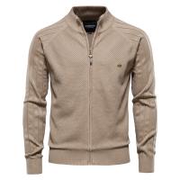 Cardigan de Algodón con Cremallera Color Sólido para Hombres en Invierno Abrigo de Moda Básico - details 5