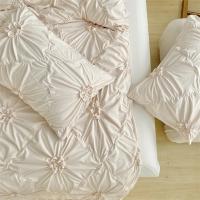 Juego de Ropa de Cama con Flores Torsas de Alta Calidad Duvet Cover Set Pleatado Artesanal Cubierta de Manta Doble para Colchón y Cama Reina - details 16