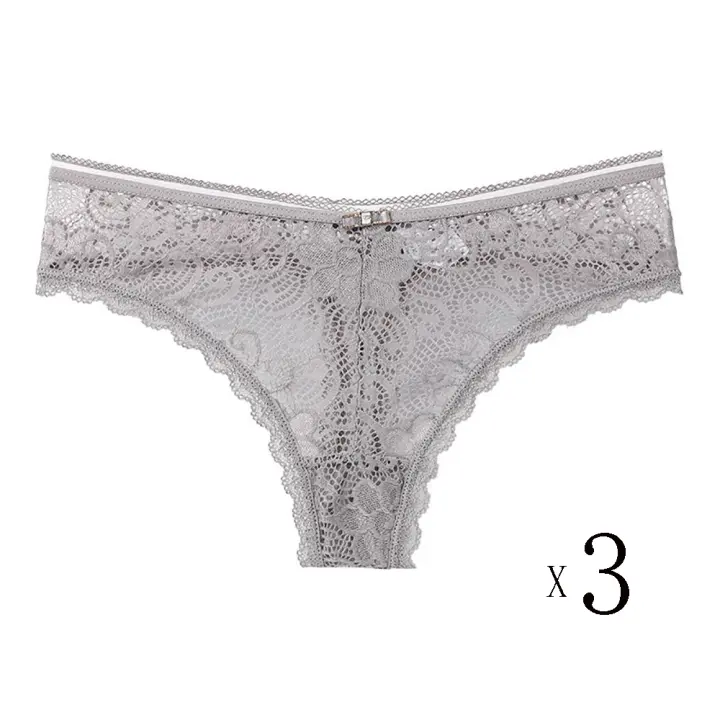 Bragas de encaje para mujer, tangas transpirables ahuecadas, ropa interior de cintura baja, lencería femenina de 2 a 6 piezas - 1
