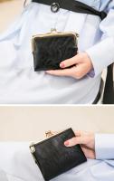MIYIN-cartera pequeña de cuero para mujer, monedero Vintage plegable, compacto, con cremallera y cierre de beso - details 3
