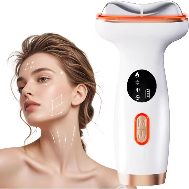 Masajeador Facial de Calor y Luz Roja Herramienta de Cuidado de la Piel LED 7-en-1 para Rejuvenecer el rostro y cuello Dispositivo de Levantamiento Facial de Gua Sha Eléctrico para Reducir Arrugas, Sonrisas y Hinchazón de Ojos - 1