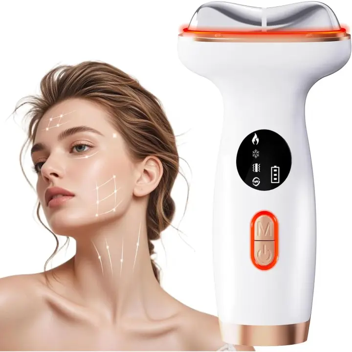 Masajeador Facial de Calor y Luz Roja Herramienta de Cuidado de la Piel LED 7-en-1 para Rejuvenecer el rostro y cuello Dispositivo de Levantamiento Facial de Gua Sha Eléctrico para Reducir Arrugas, Sonrisas y Hinchazón de Ojos - 1