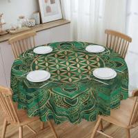 Mantel circular mandala, flor de loto de la vida, impermeable, resistente al aceite, 60 pulgadas, forma geométrica sagrada - details 105