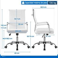 Respaldo Alto Hogar Oficina Ergonómico Tapizada Cuero PU Capacida Carga 136 KG - details 3