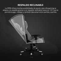 DR90 - Silla Gaming Profesional, Tejido Transpirable, reposabrazos 2D Acolchado, Base Nylon Reforzado, pistón Clase 4, cojín Lumbar y Cervical, Color Gris/Blanco - details 4