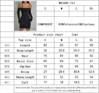 Vestido de manga larga con falda mini delgada sobre hombros - details 0
