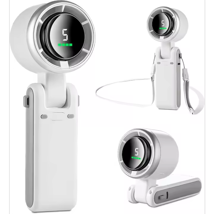 Mini Ventilador Portatil, Ventilador USB con 5 Velocidades Potentes y Motor sin Escobillas,Plegable de Escritorio/Cuello/Bolsillo para Viajes, Maquillaje, Camping - 1