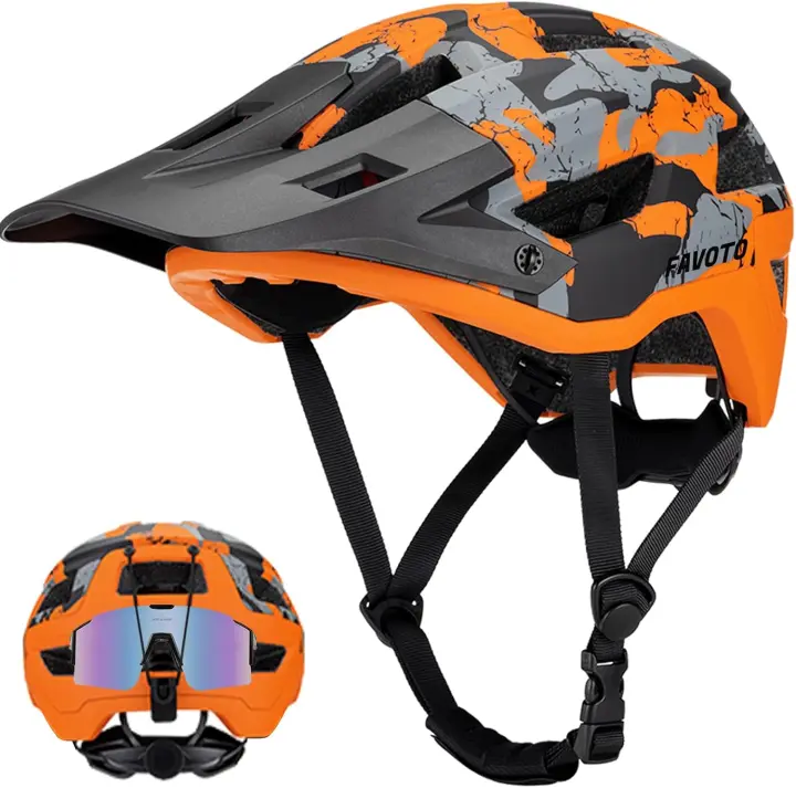 Bicicleta de Montaña con Visera - Tecnología Doble Inmould Casco MTB Ciclismo Ligero para Adultos Certificado CE Ajustable - 1