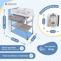 Cambiador de bebés con bañera 2 en 1, Trendy, Ajustable 4 alturas, Termómetro, Ruedas freno, Cesta almacenamiento, Hasta 50 kg, Tubo desagüe, 0-36 meses - details 1