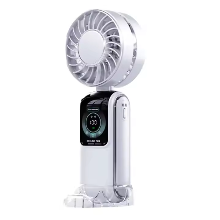 Ventilador plegable de mano de 100 niveles de velocidad, Mini ventiladores de refrigeración plegables con pantalla Digital, batería de 24H, ventilador de aire acondicionado de 3600mAh - 1