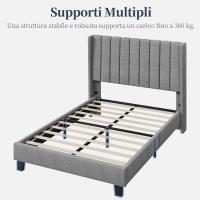 Cama Doble Tapizada 140 x 200cm Estructura de Madera y Metal Moderno Ideal para Adultos 2 Personas - details 11