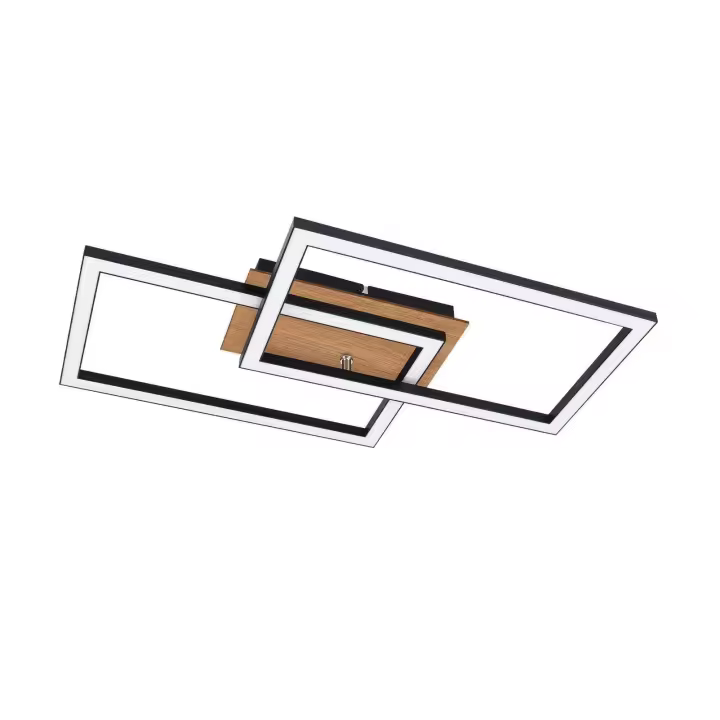 CBJKTX Lámpara de techo LED moderna Lámpara de techo de madera 3000K Diseño rectangular negro blanco cálido 24W - 1